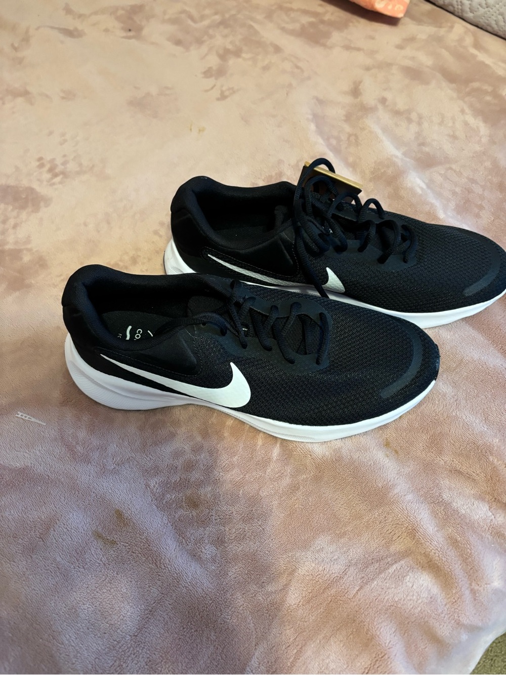 Nike Black Athletic Running Shoes with White Swoosh
